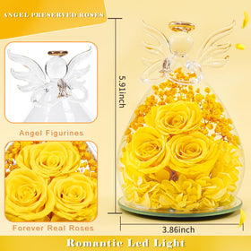 Beferr glass angel rose display on bedside or desk