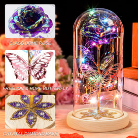 Beferr glass rose butterfly decoration—symbol of beauty and hope, ideal home decor.