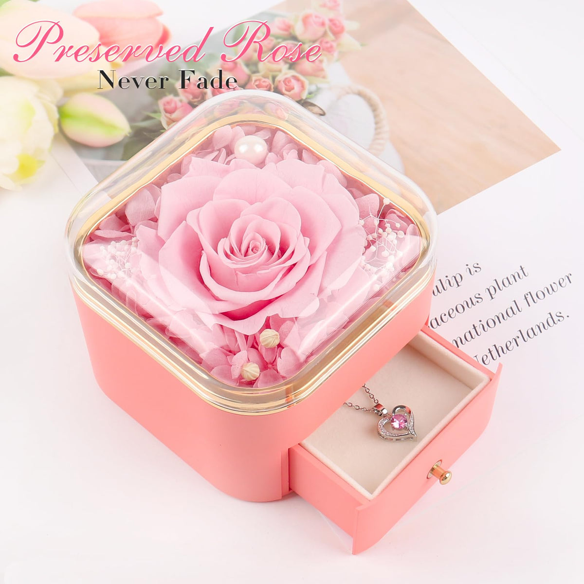 Beferr glass rose display ready for home decor
