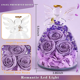 Beferr handcrafted angel wings accent the rose, a meaningful keepsake gift.
