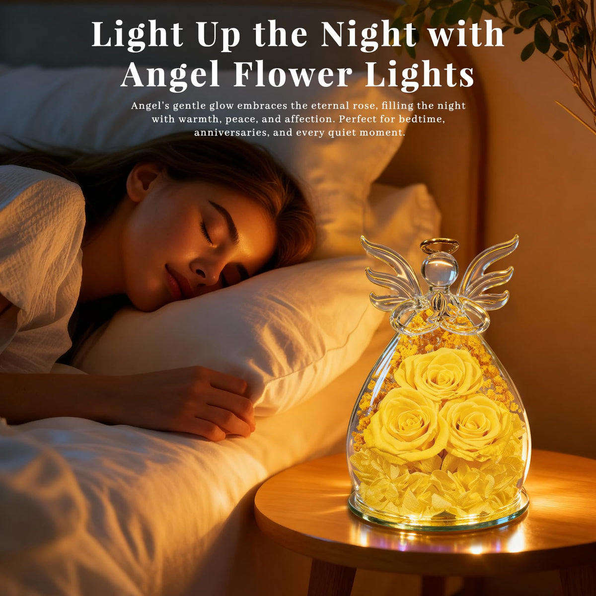 Beferr Mother’s Day gift rose angel glass centerpiece