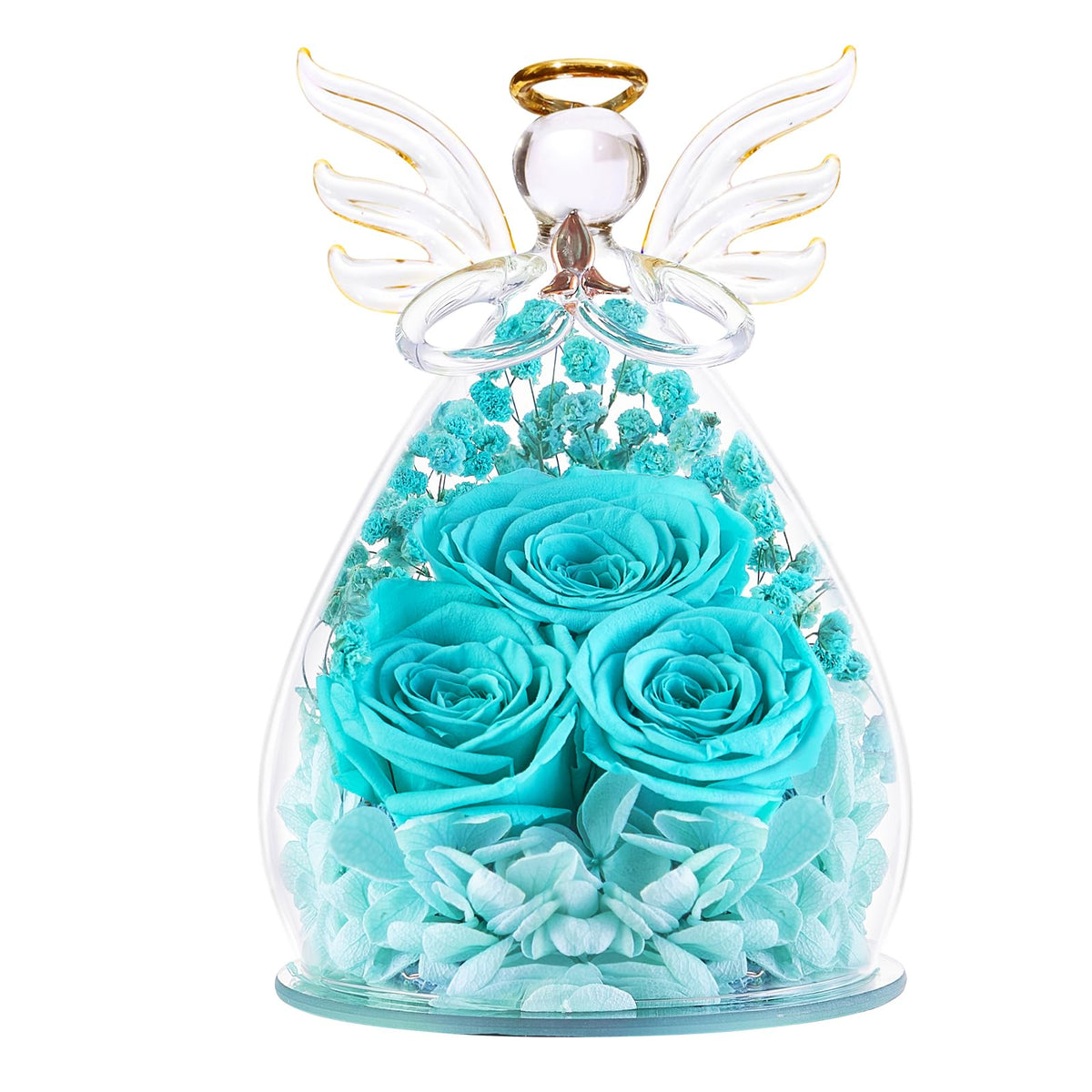 Beferr preserved rose in glass angel figurine enhances thoughtful gift ambience