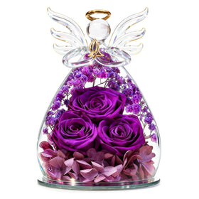 Beferr preserved rose in glass angel keepsake on display