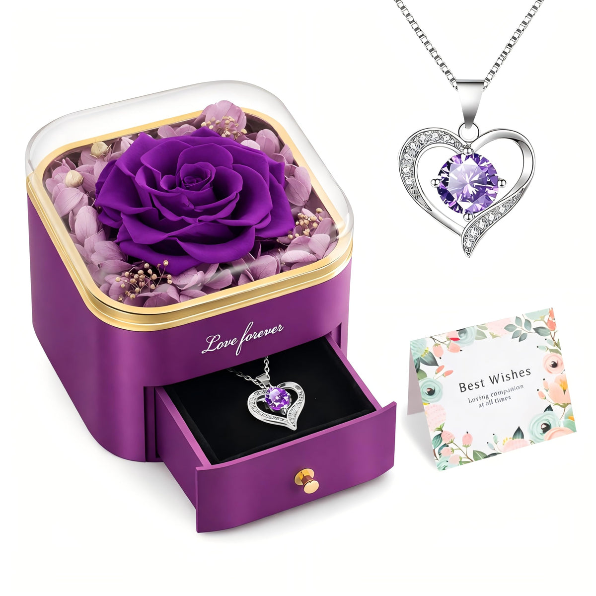 Beferr preserved rose with necklace offers a lasting keepsake gift.