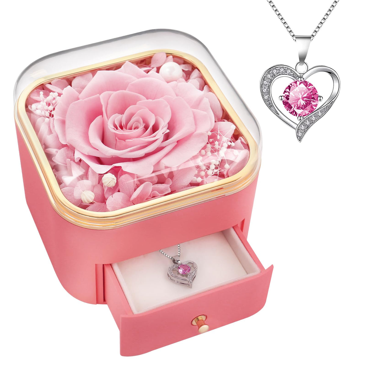 Beferr preserved rose with necklace, a lasting keepsake for mom
