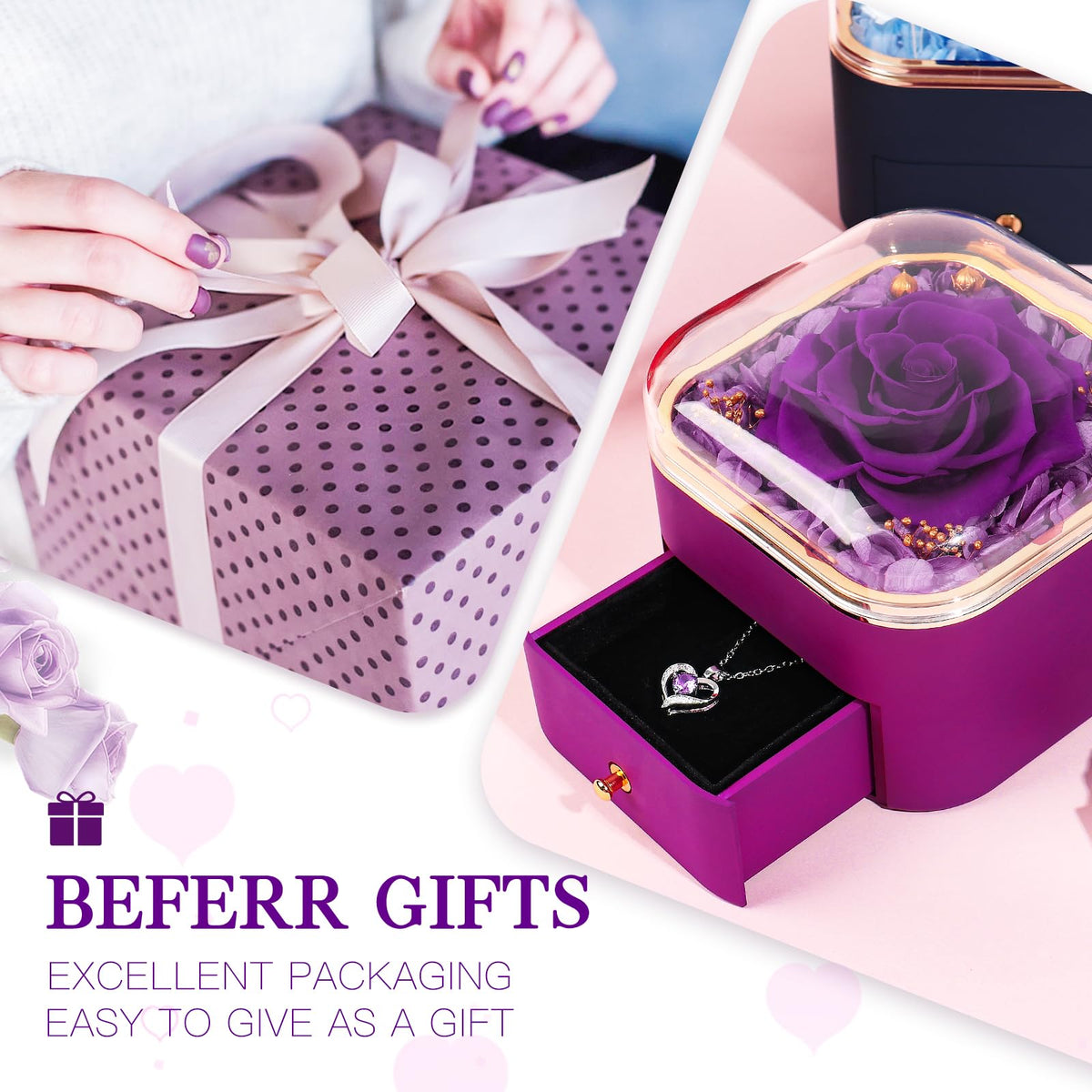 Beferr purple rose color emphasizes a vibrant, enduring décor accent.