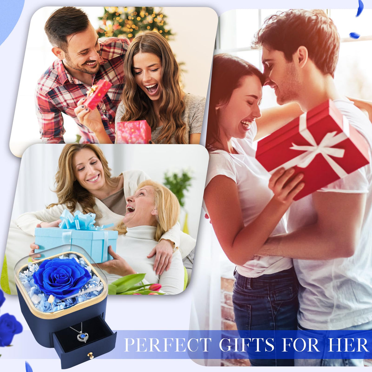 Beferr rose and necklace set for women, ideal birthday surprise