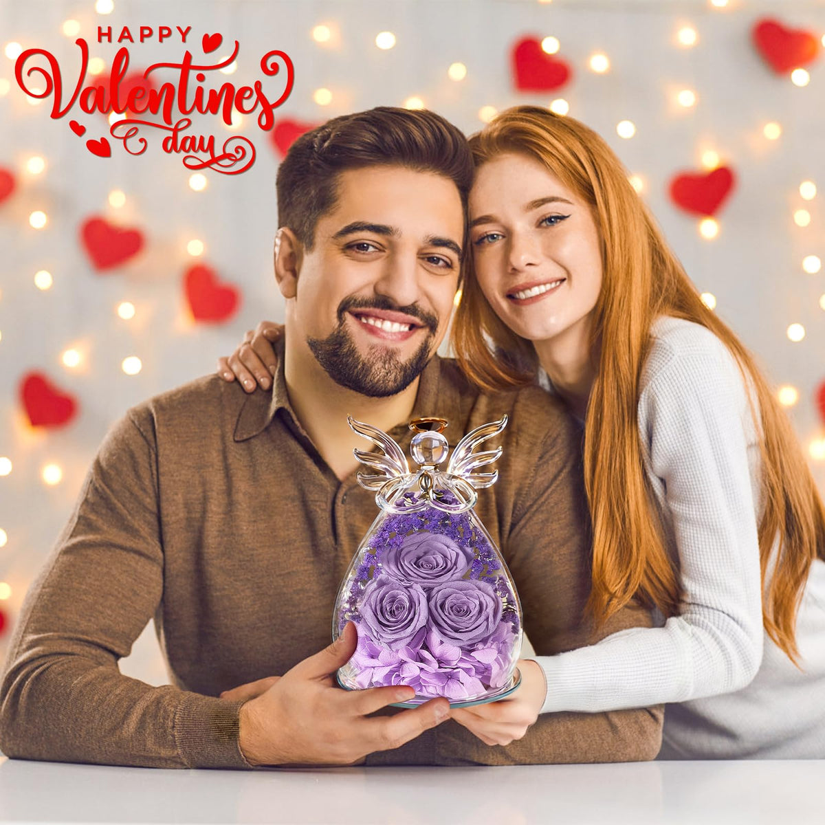 Beferr rose angel figurine with LED lights adds romantic ambiance to any room.