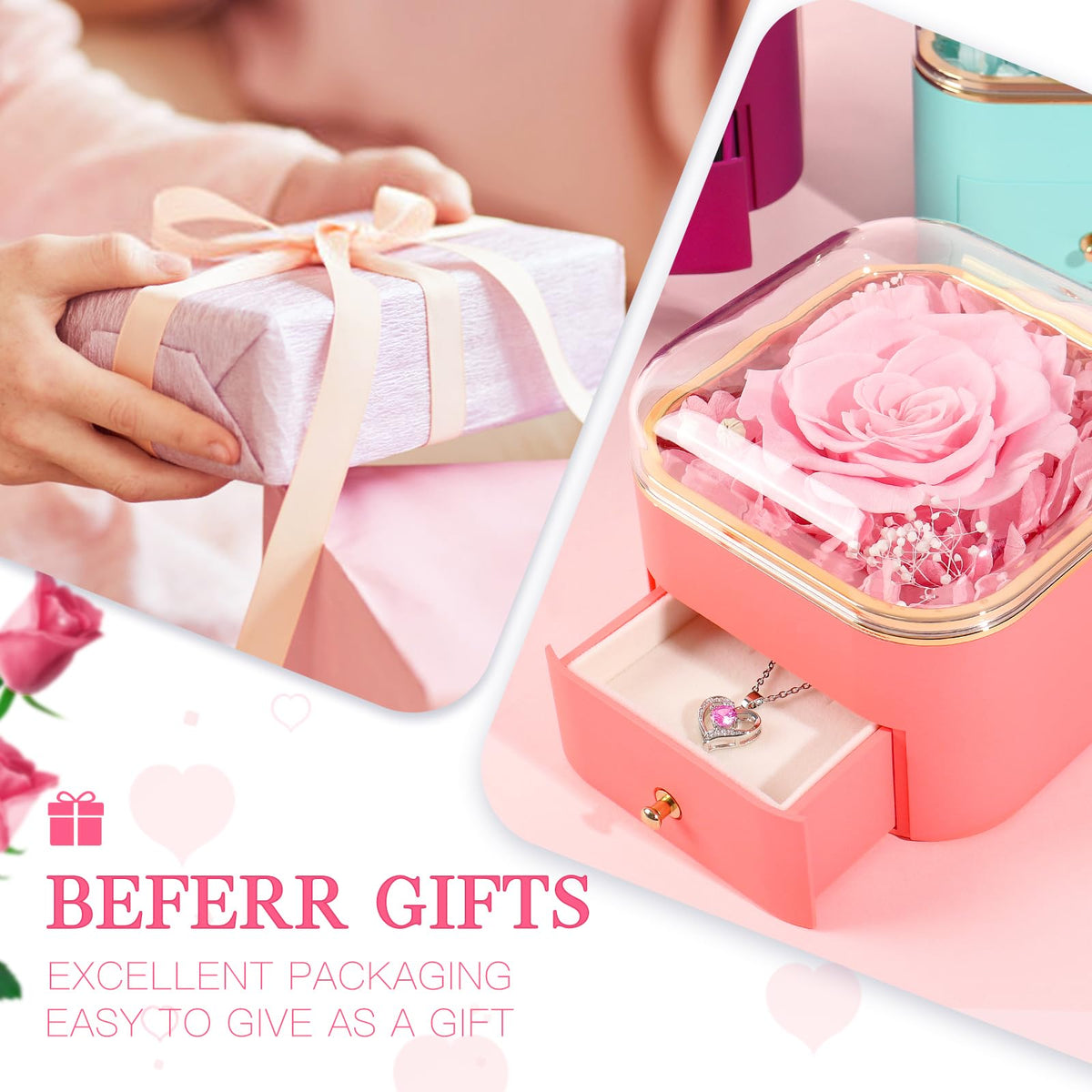 Beferr rose gift box packaging, elegant presentation for special occasions