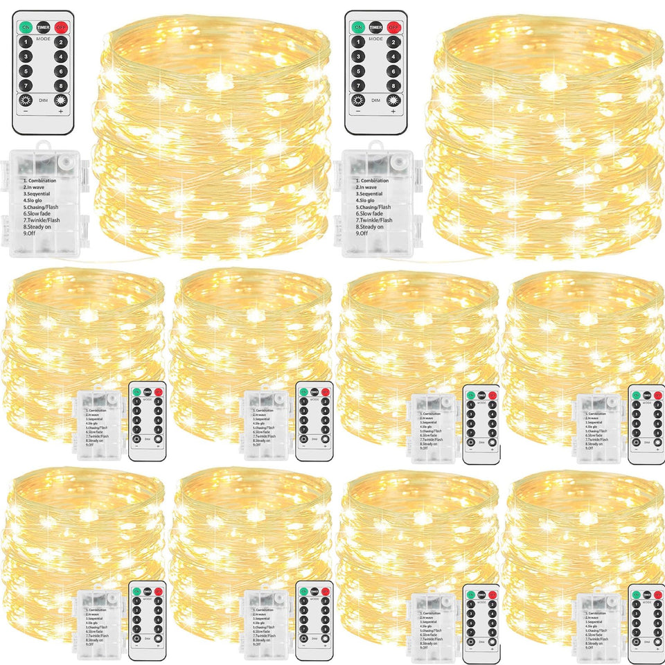 Beieverluck 10-pack fairy lights 33ft strand with 100 LEDs for versatile decor.