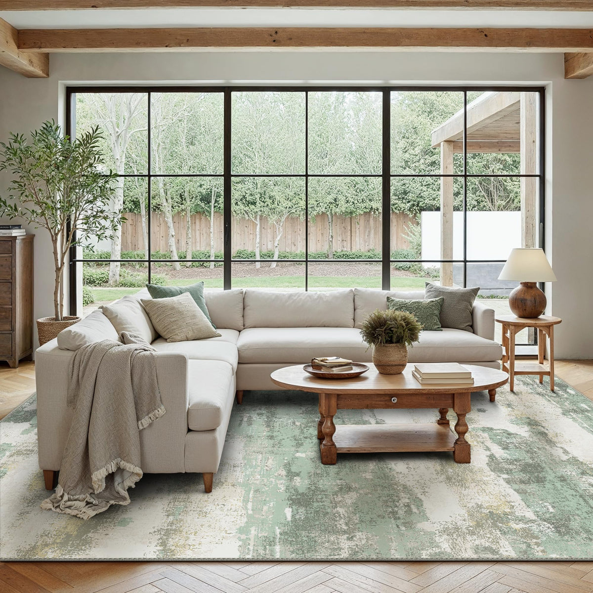 Beimo abstract design rug close-up highlighting modern style and versatile color