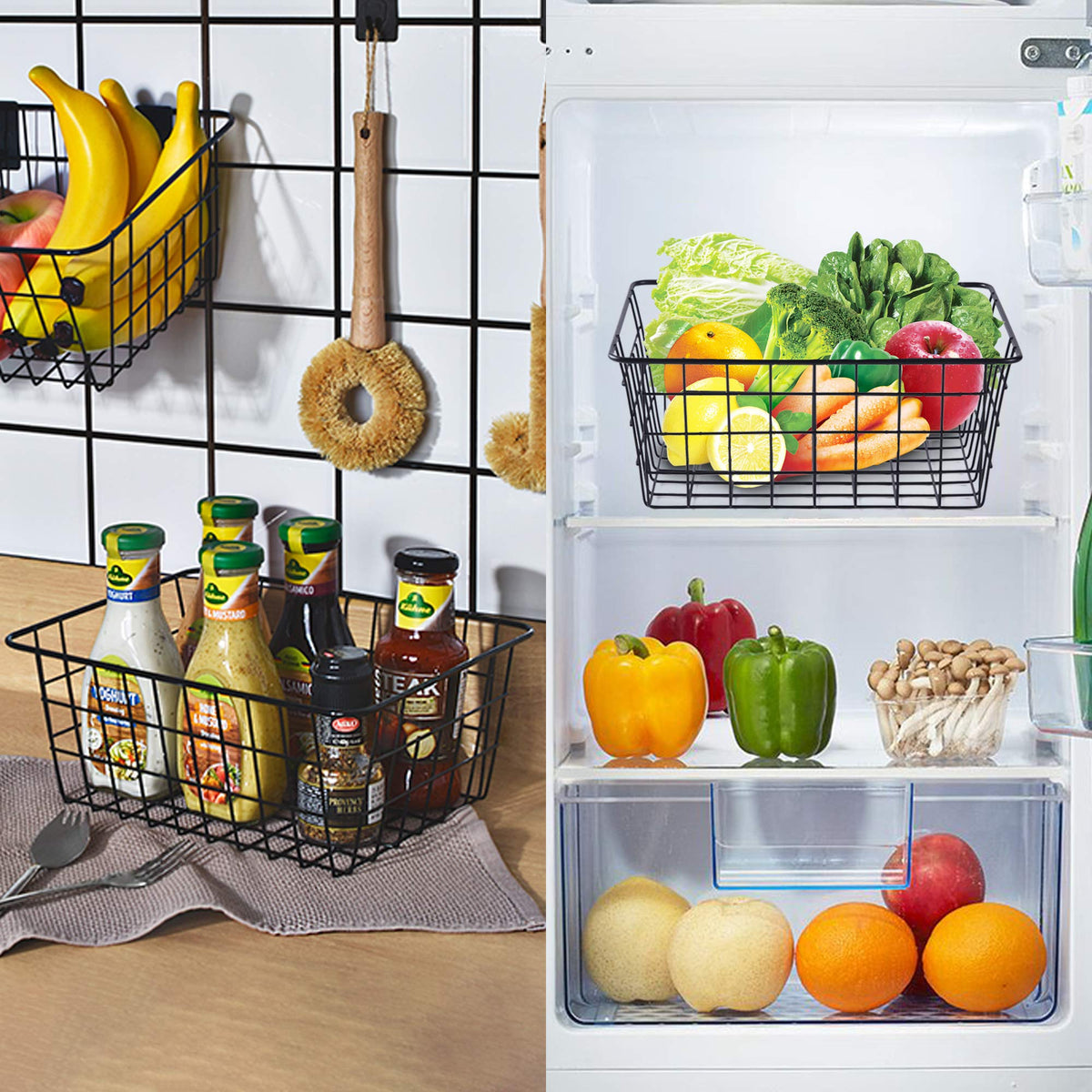 Beimu metal storage bins in black offer durable, rust-resistant kitchen organization.