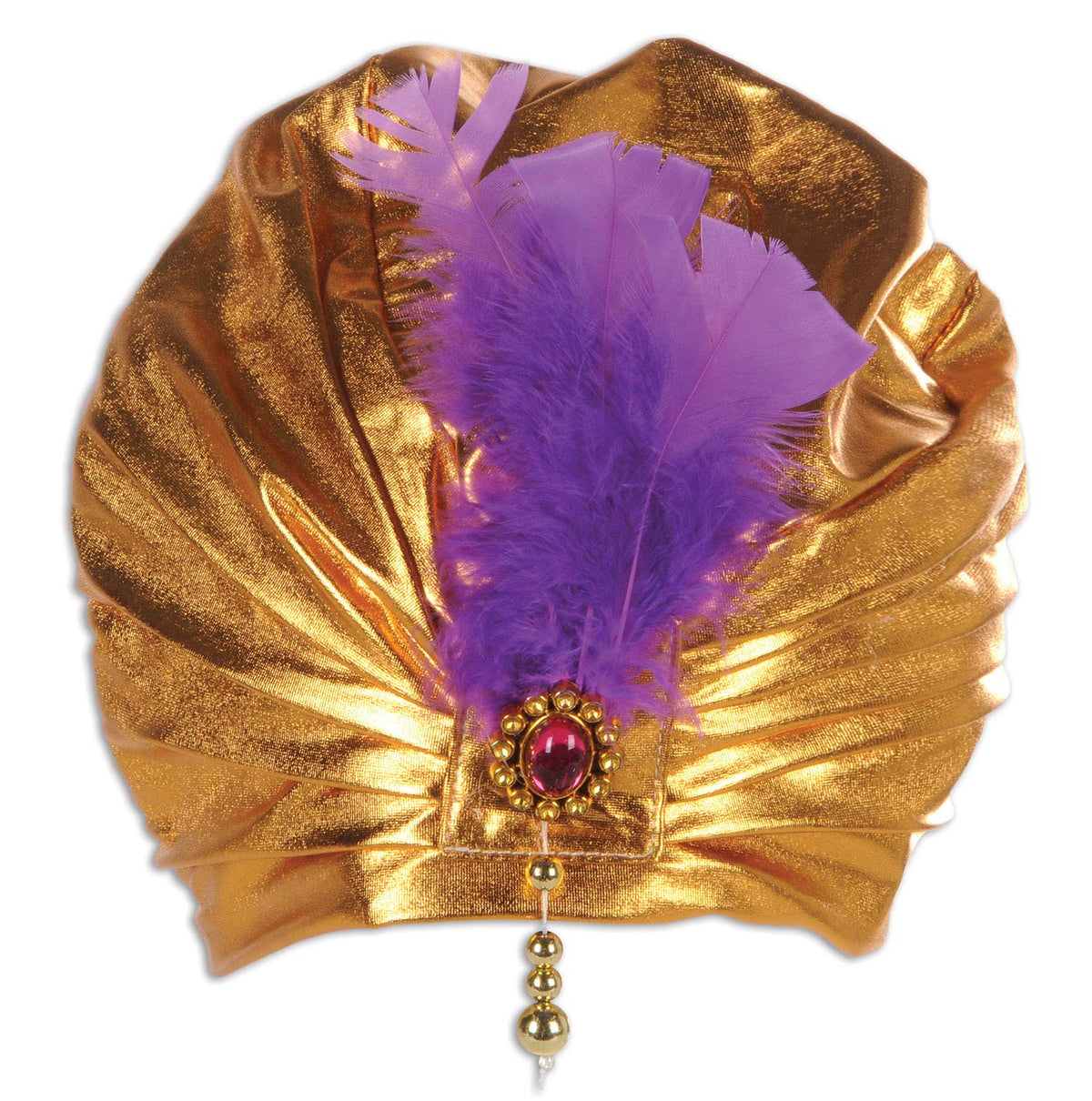 Beistle Arabian Nights Sultan Hat in gold fabric for a striking party costume