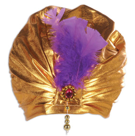 Beistle Arabian Nights Sultan Hat in gold fabric for a striking party costume
