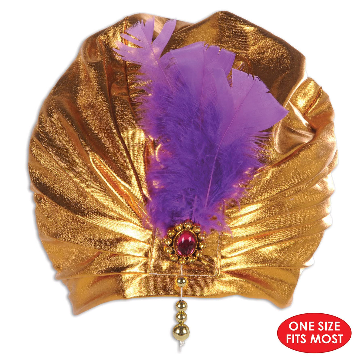 Beistle Arabian Nights Sultan Hat with purple feather turban for dramatic Arabian-themed look