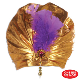 Beistle Arabian Nights Sultan Hat with purple feather turban for dramatic Arabian-themed look