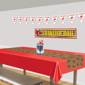 Beistle Kraft paper roll ready for outdoor Cajun party table setting.