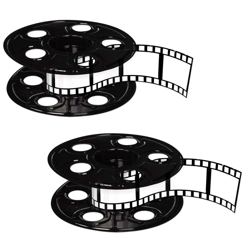 Beistle movie reel centerpiece, 9-inch diameter, cinematic focal point for tables.