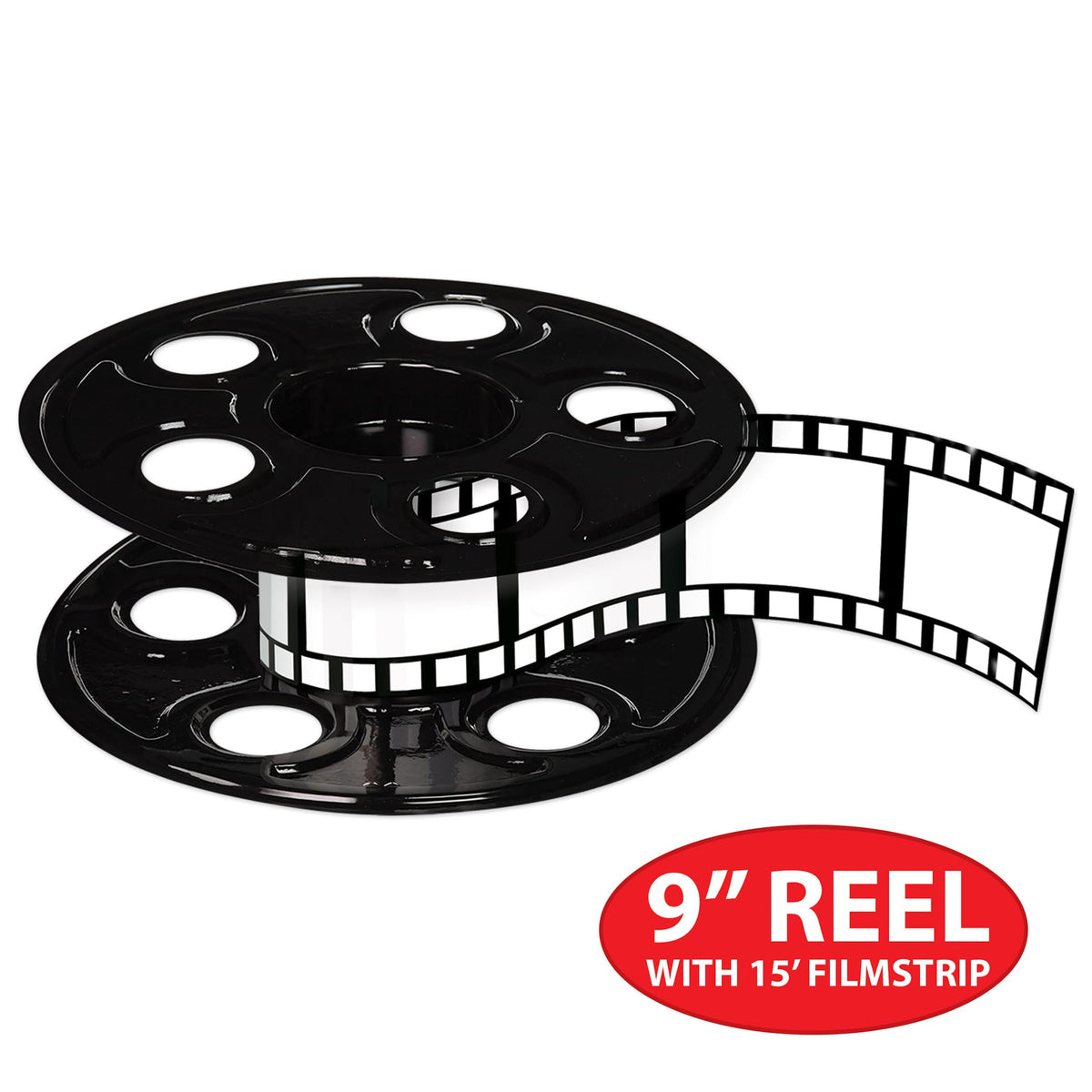 Beistle movie reel closeup detail enhances authentic cinema ambience.