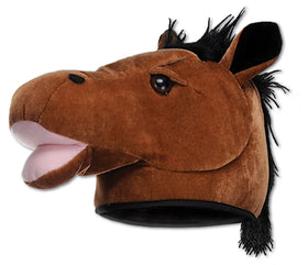 Beistle plush horse head hat front view for farm-themed parties and photo booths