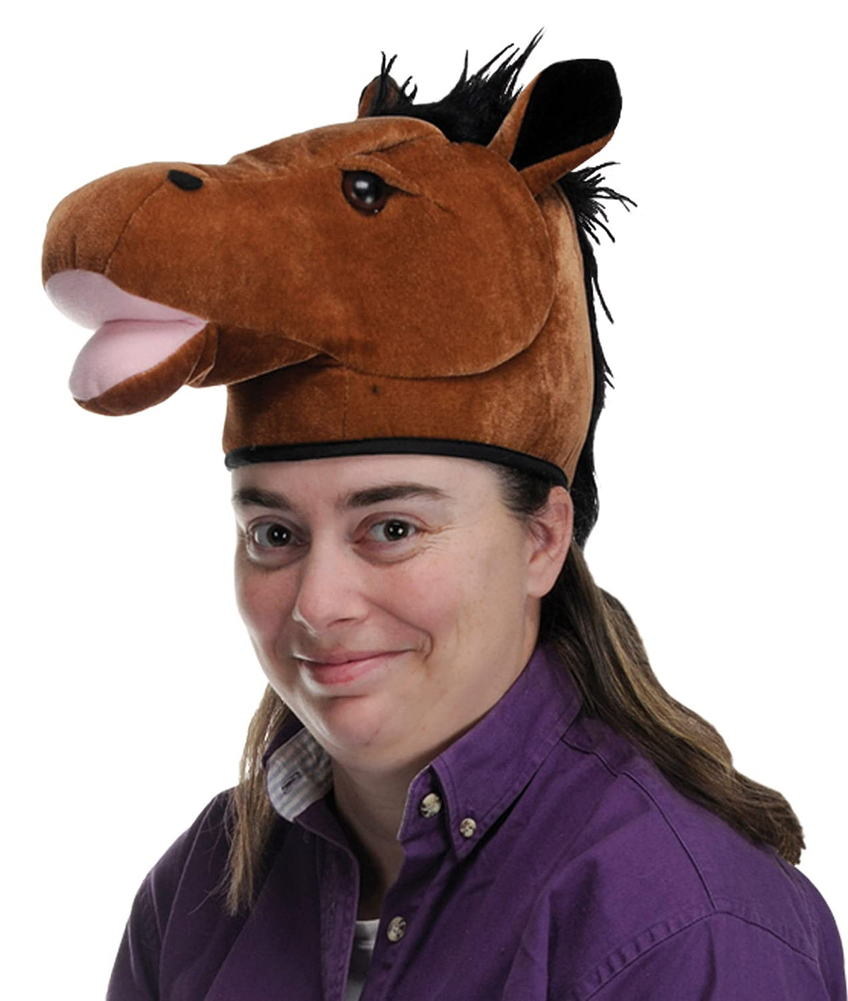 Beistle plush horse head hat close-up sculpted snout for accuracy