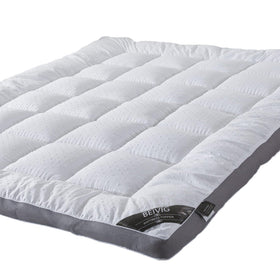 BEIVIG full mattress topper with soft fabric cover for plush comfort.
