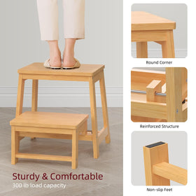 BEKVEM bamboo stool highlighting anti-slip feet and floor protection