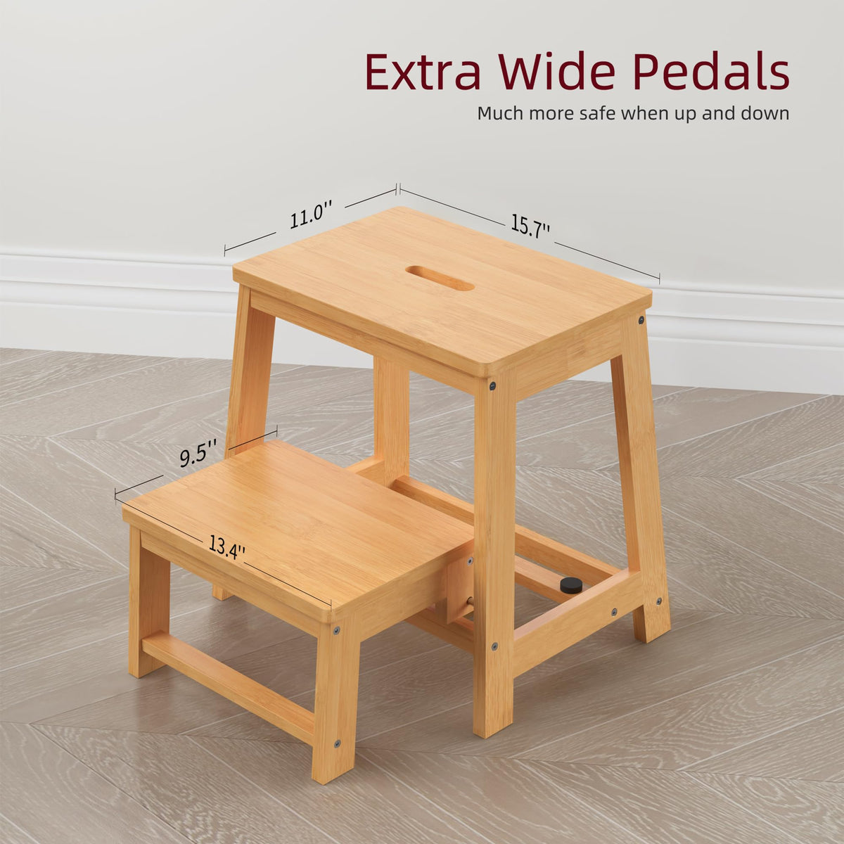 BEKVEM folding stool shown folded for compact storage in a closet