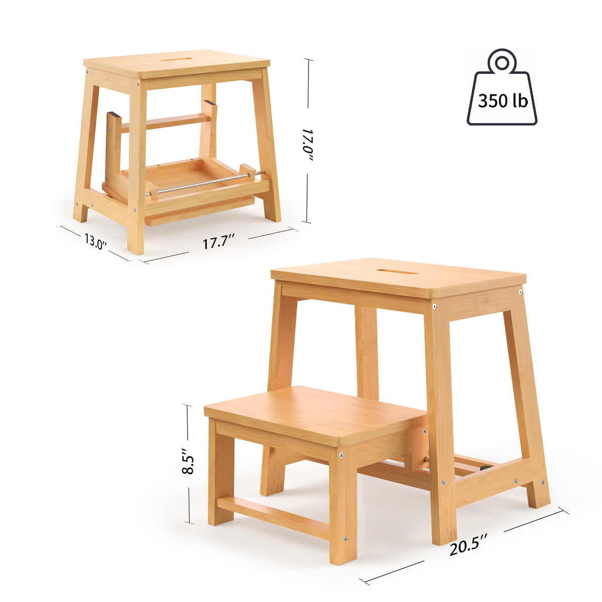 BEKVEM stool used at bedside for easy access to high beds