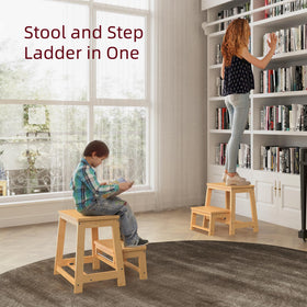 BEKVEM bamboo stool placed in the kitchen for easy reach of cabinets