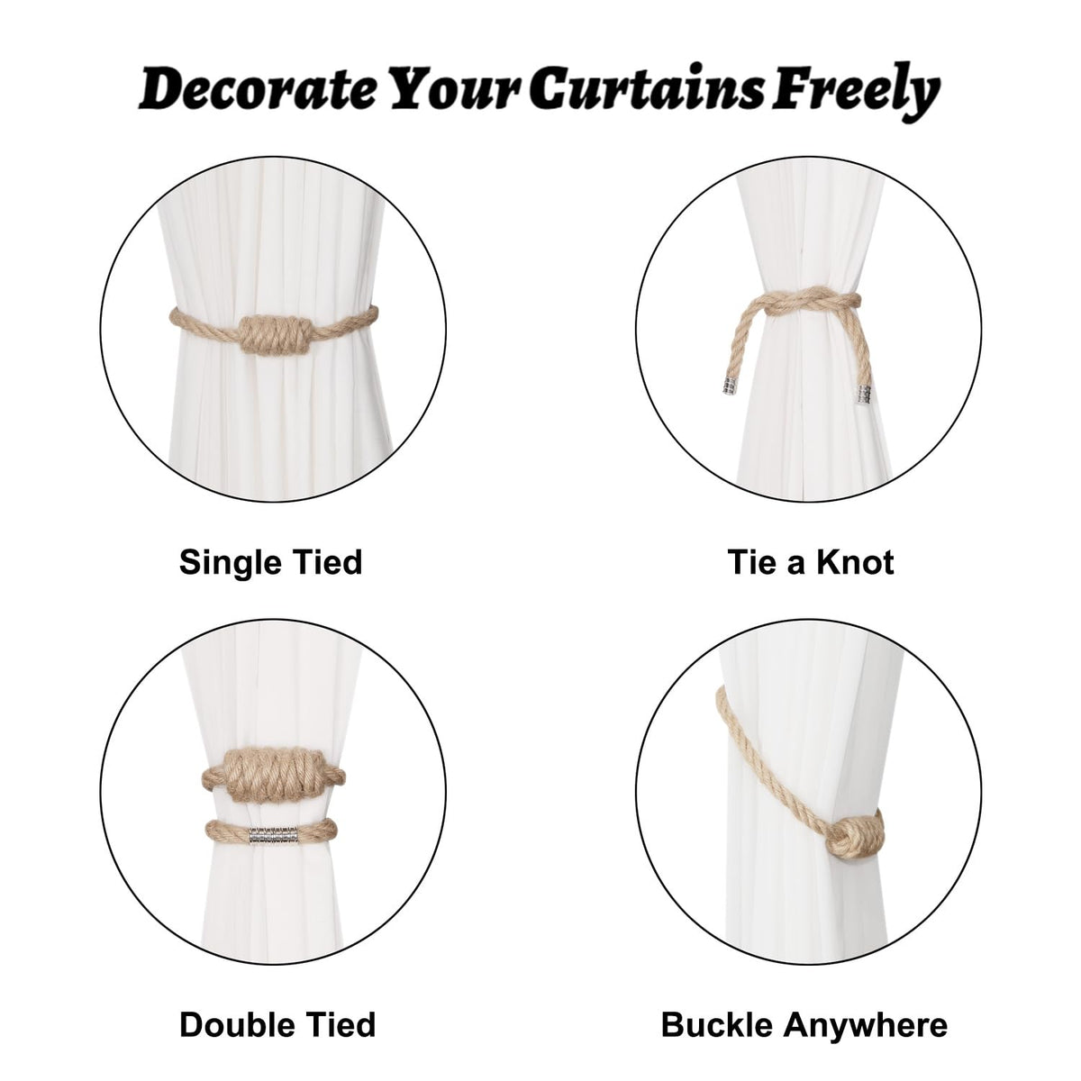 Magnetic closure on BEL AVENIR tiebacks holds curtains neatly when not in use.