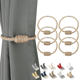 BEL AVENIR magnetic jute curtain tiebacks in bohemian style for easy, tool-free control.