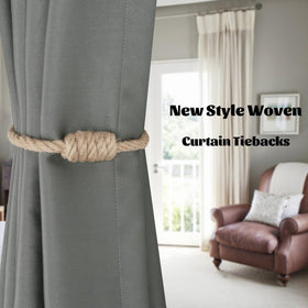 Tool-free installation with BEL AVENIR magnetic jute curtain tiebacks.