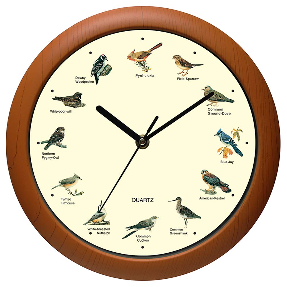 Belinlen Singing Bird Wall Clock face showcases stylish decor with hourly birdsong.