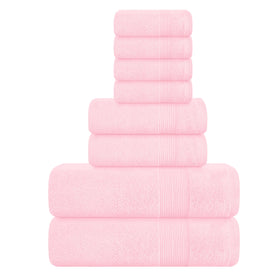 Belizzi Home 8-piece towel set in pink, plush and absorbent for daily spa-like comfort