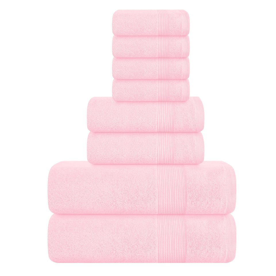 Belizzi Home 8-piece towel set in pink, plush and absorbent for daily spa-like comfort