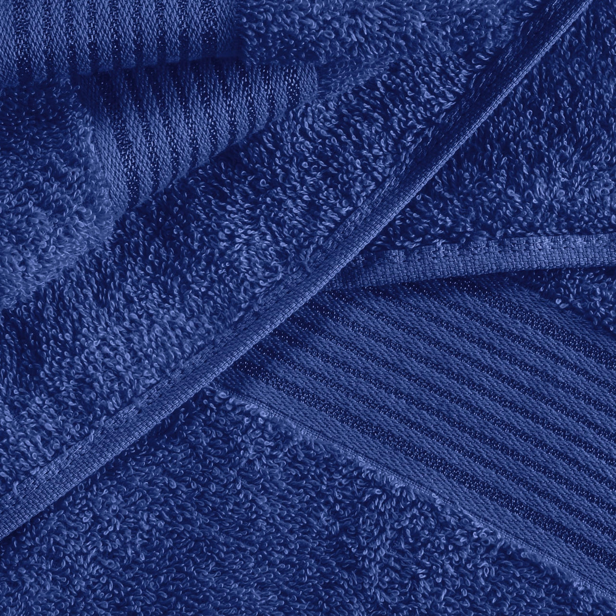 Belizzi Home Ultra Soft bath towel closeup; soft pile and durable weave in navy