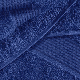 Belizzi Home Ultra Soft bath towel closeup; soft pile and durable weave in navy