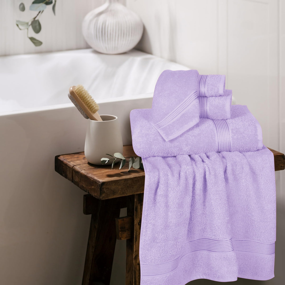 Belizzi Home Ultra Soft Cotton Towel Set dark purple color for cozy bathroom decor