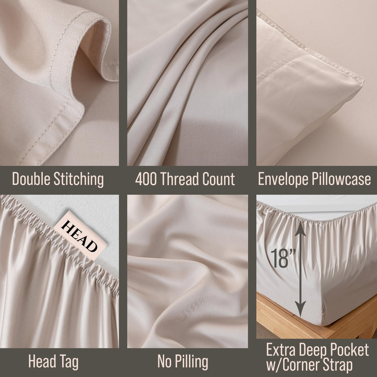 Bella Coterie bamboo sheet king-size fit with 18-inch deep pocket illustration.