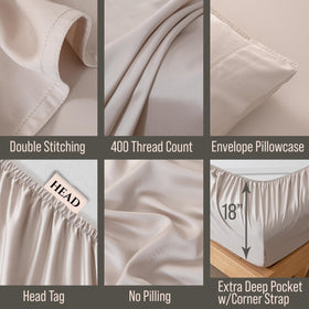 Bella Coterie bamboo sheet king-size fit with 18-inch deep pocket illustration.
