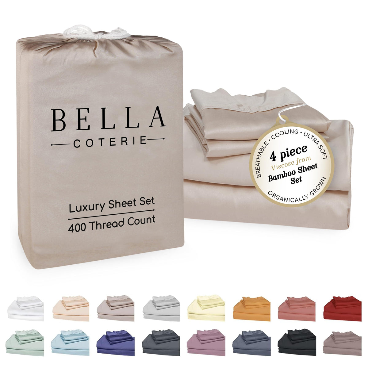 BC Bella Coterie bamboo sheet set top view showing cooling comfort.