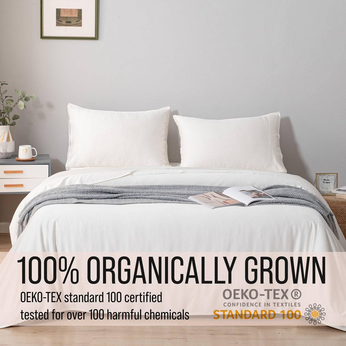 BC Bella Coterie bamboo viscose king sheet set closeup-fabric reveals breathable weave ideal for hot nights.