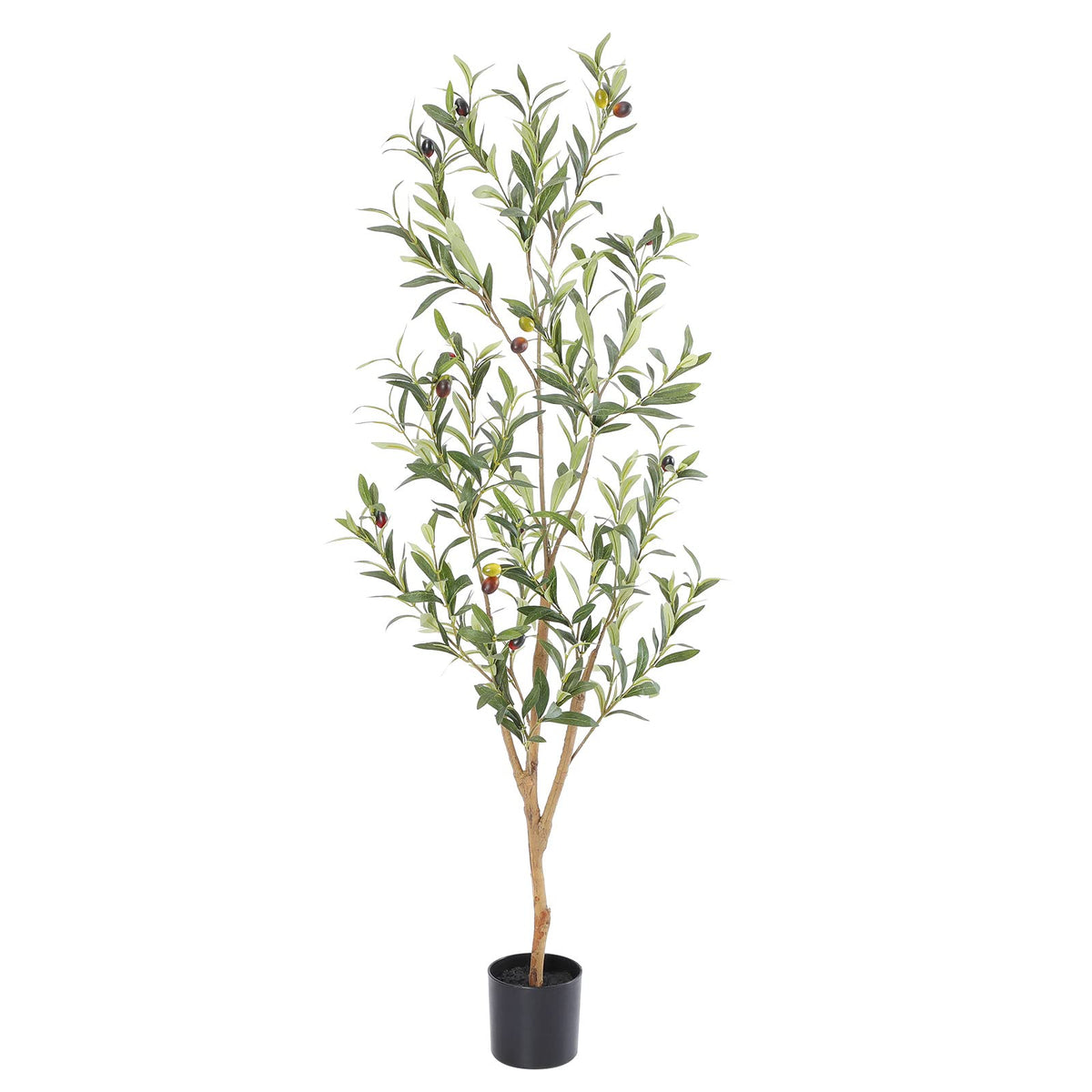 Bellacat faux olive tree with natural wood trunk for lifelike indoor greenery.
