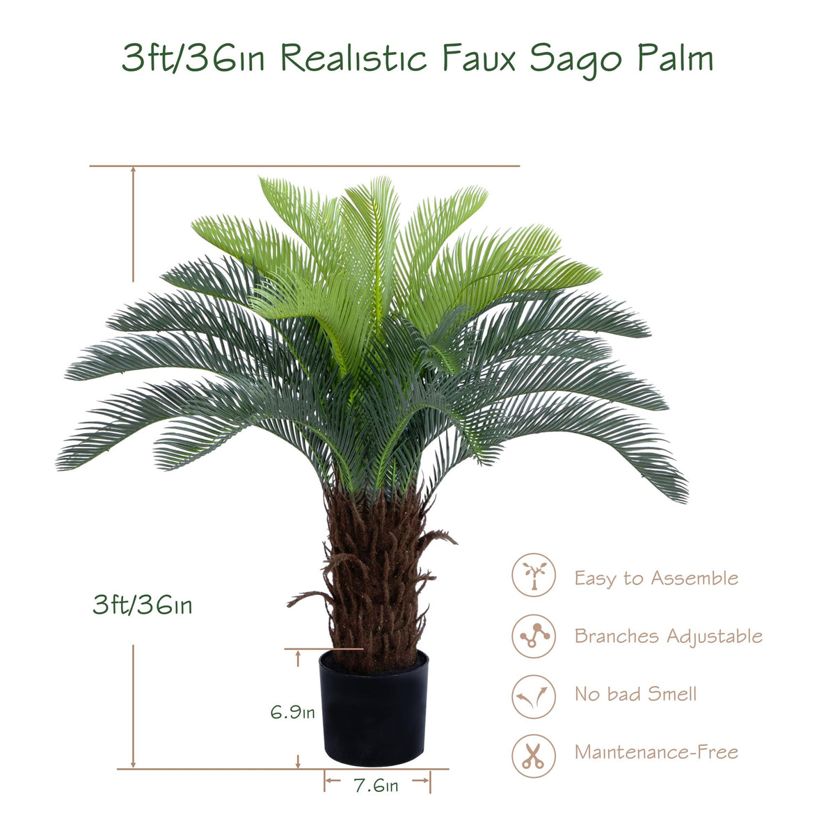 Bellacat indoor decor cycad tree placed in a living room or office setting.