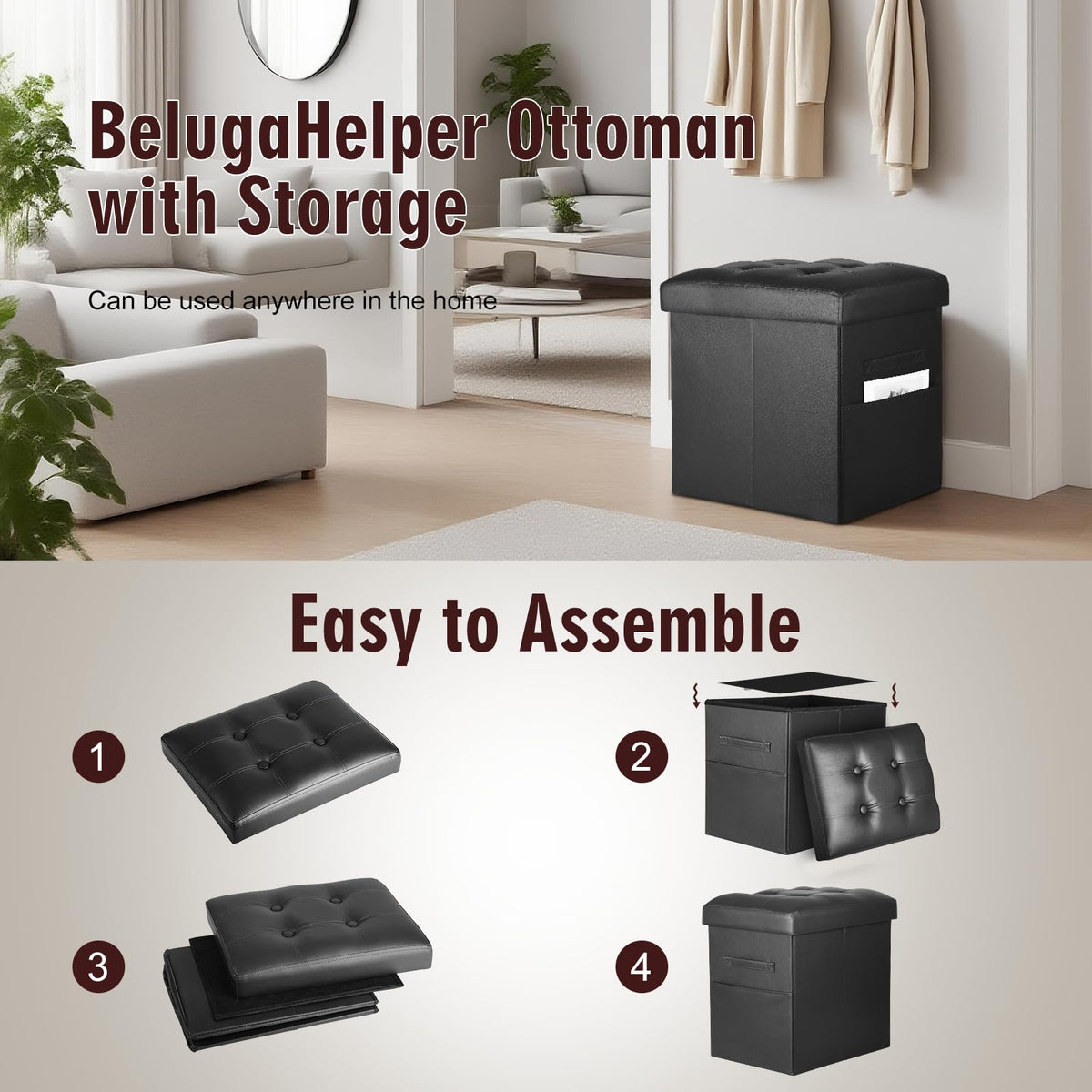 BelugaHelper waterproof artificial leather surface is easy to wipe clean