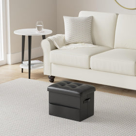 BelugaHelper foldable-storage ottoman folded flat saves space in small rooms.