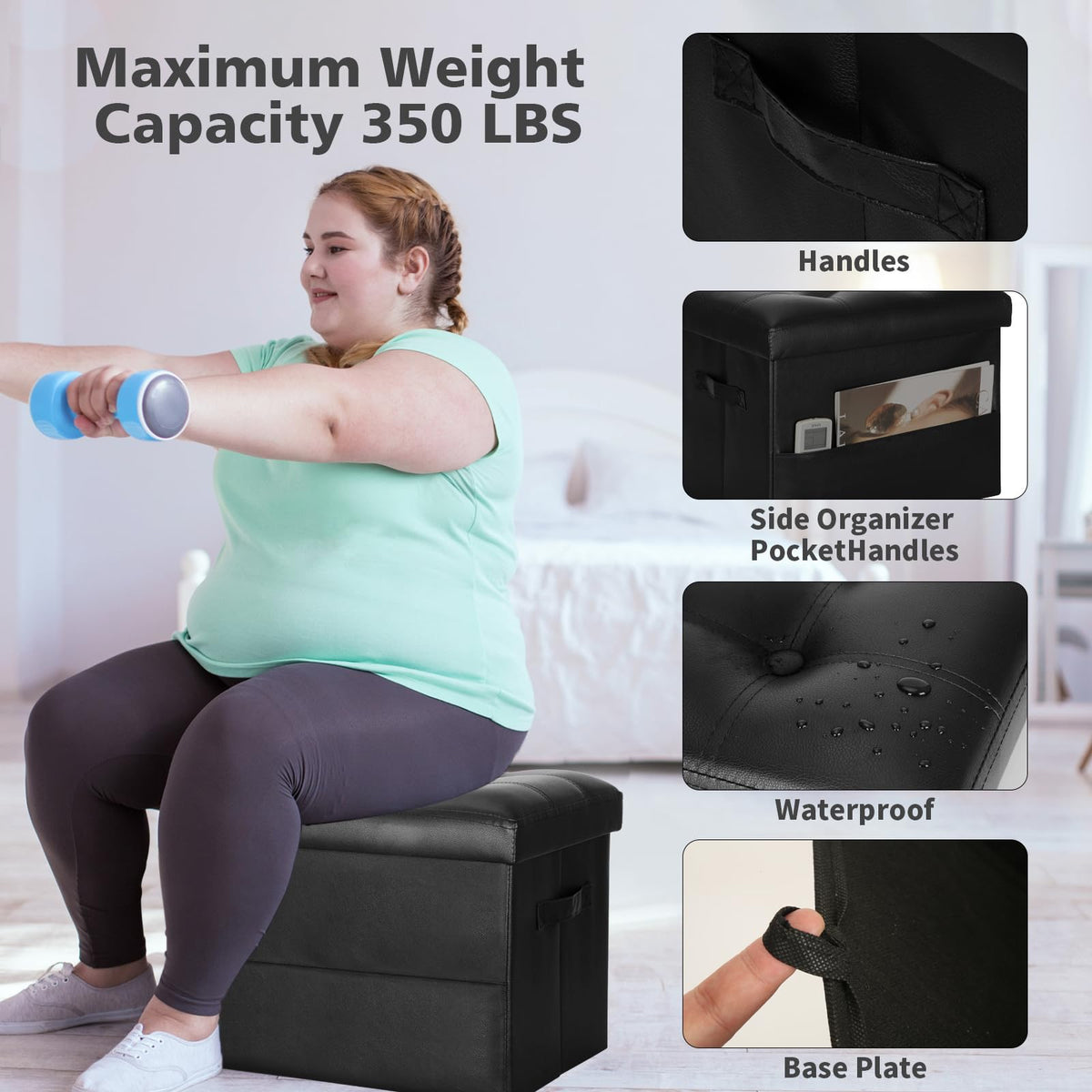 BelugaHelper ottoman with side pockets and armrests enhances convenience.