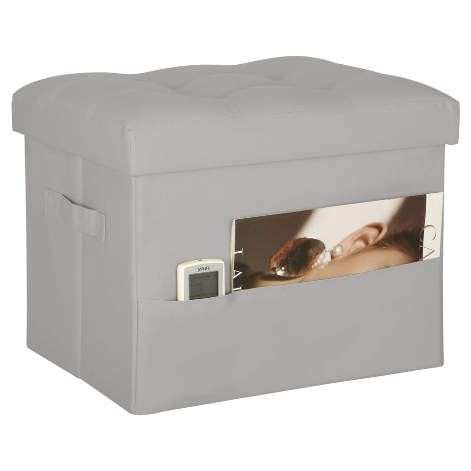 BelugaHelper folding storage ottoman closed shows compact, space-saving design