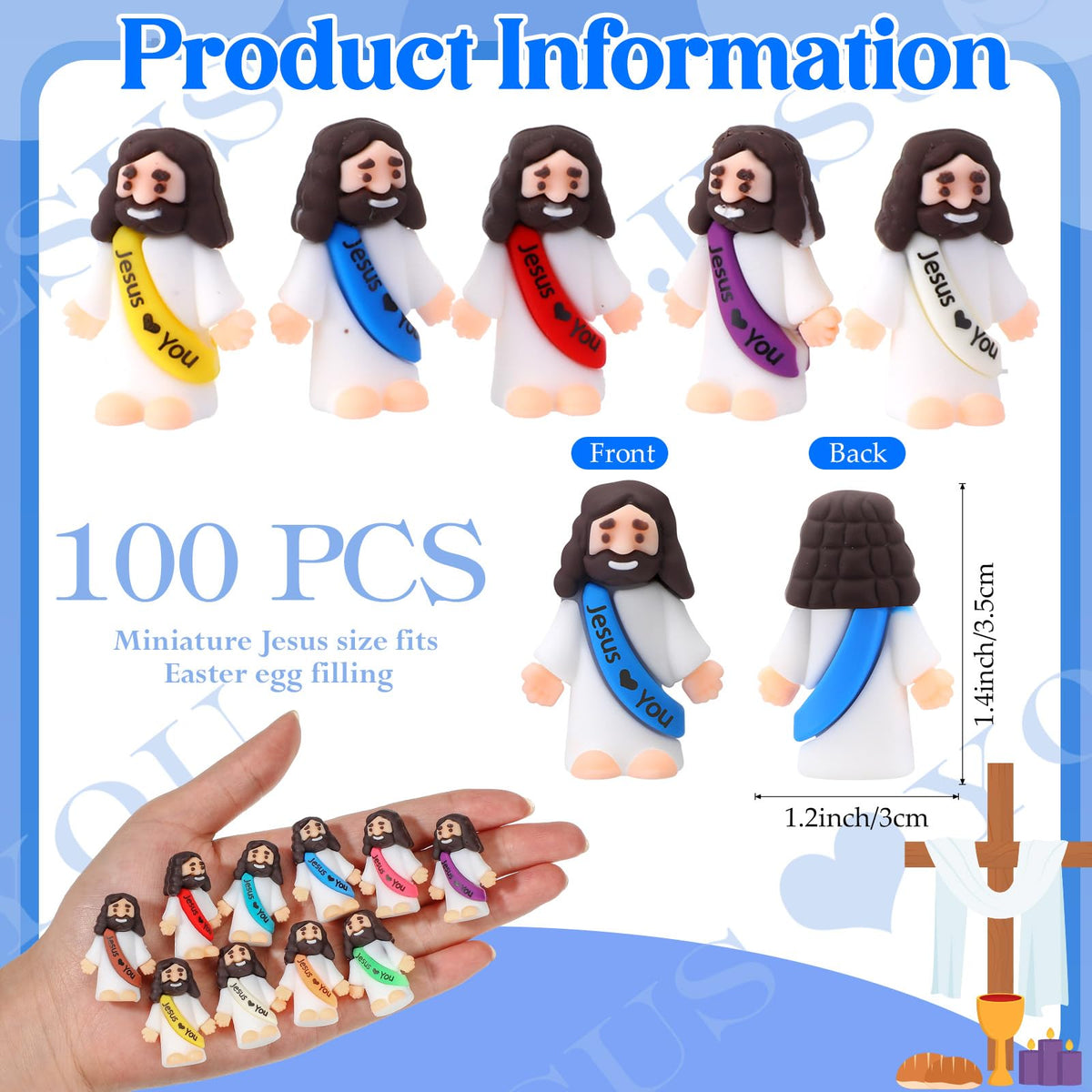 Bememo Jesus loves you doll closeup — vivid text on a smooth, kid-friendly figure